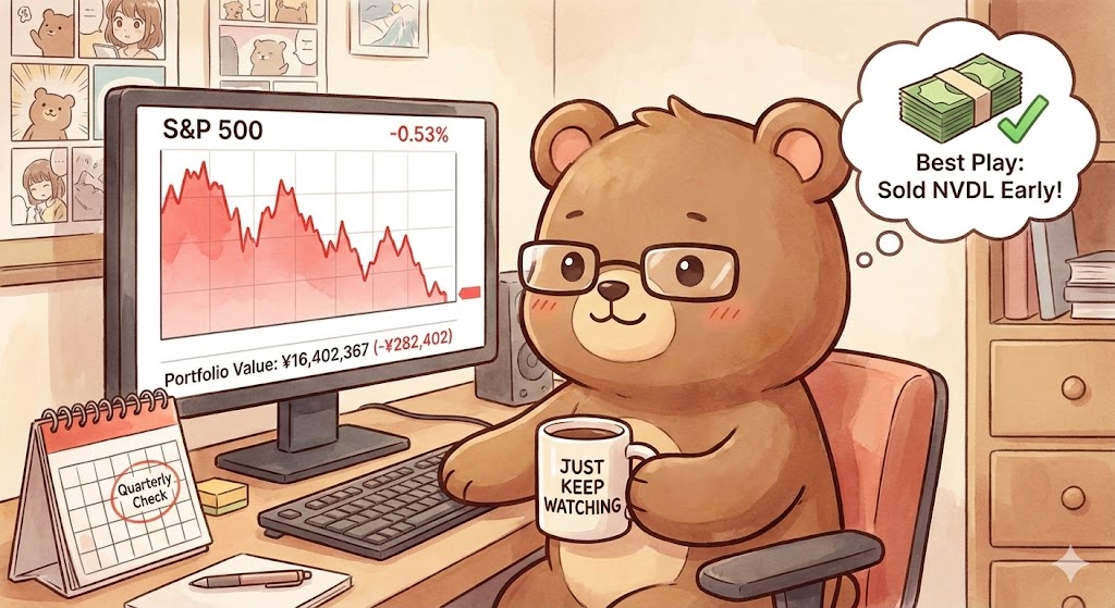 資産減少は辛いけど幸運を見出すT-Kuma