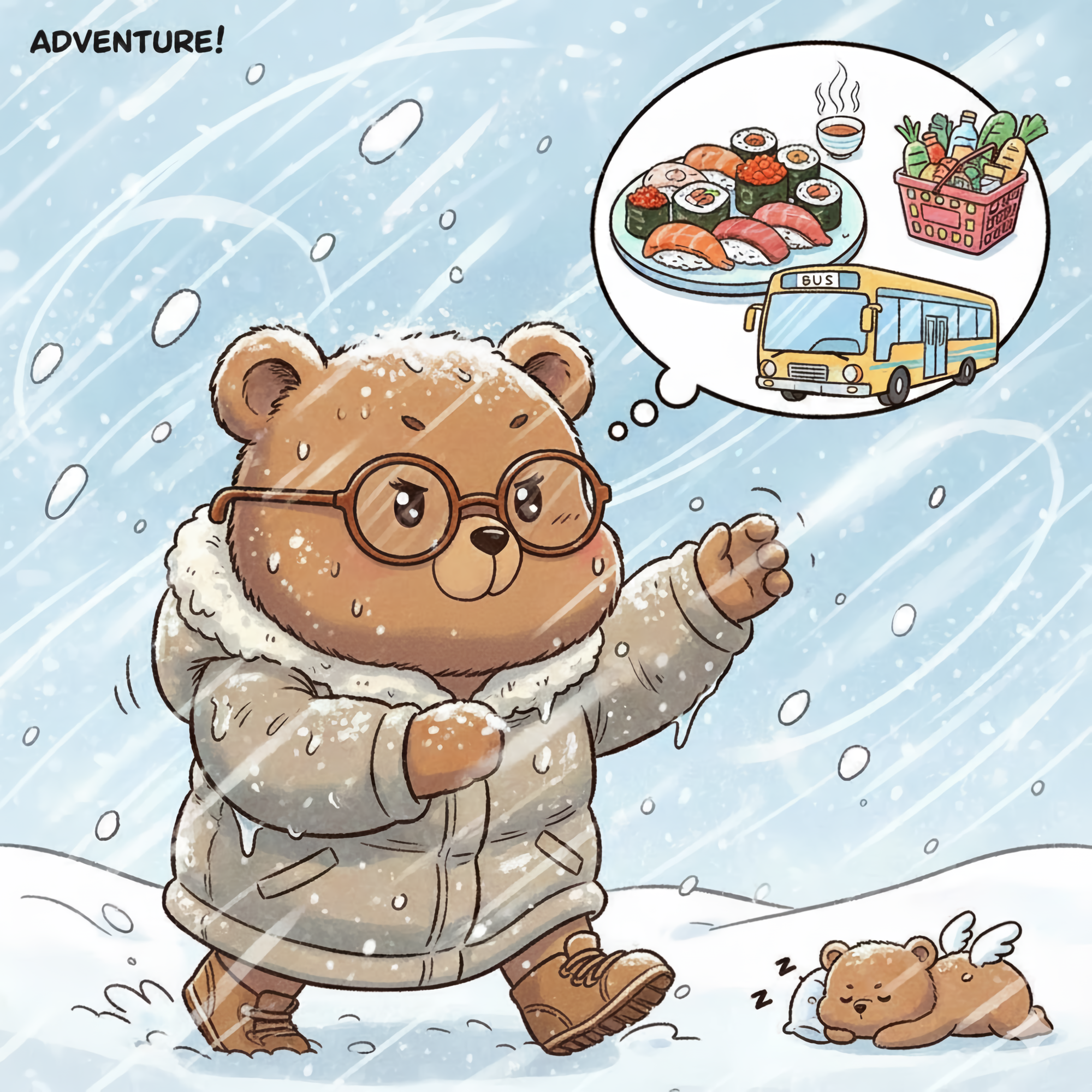 吹雪の中💦～レッツ片道ウォーキング