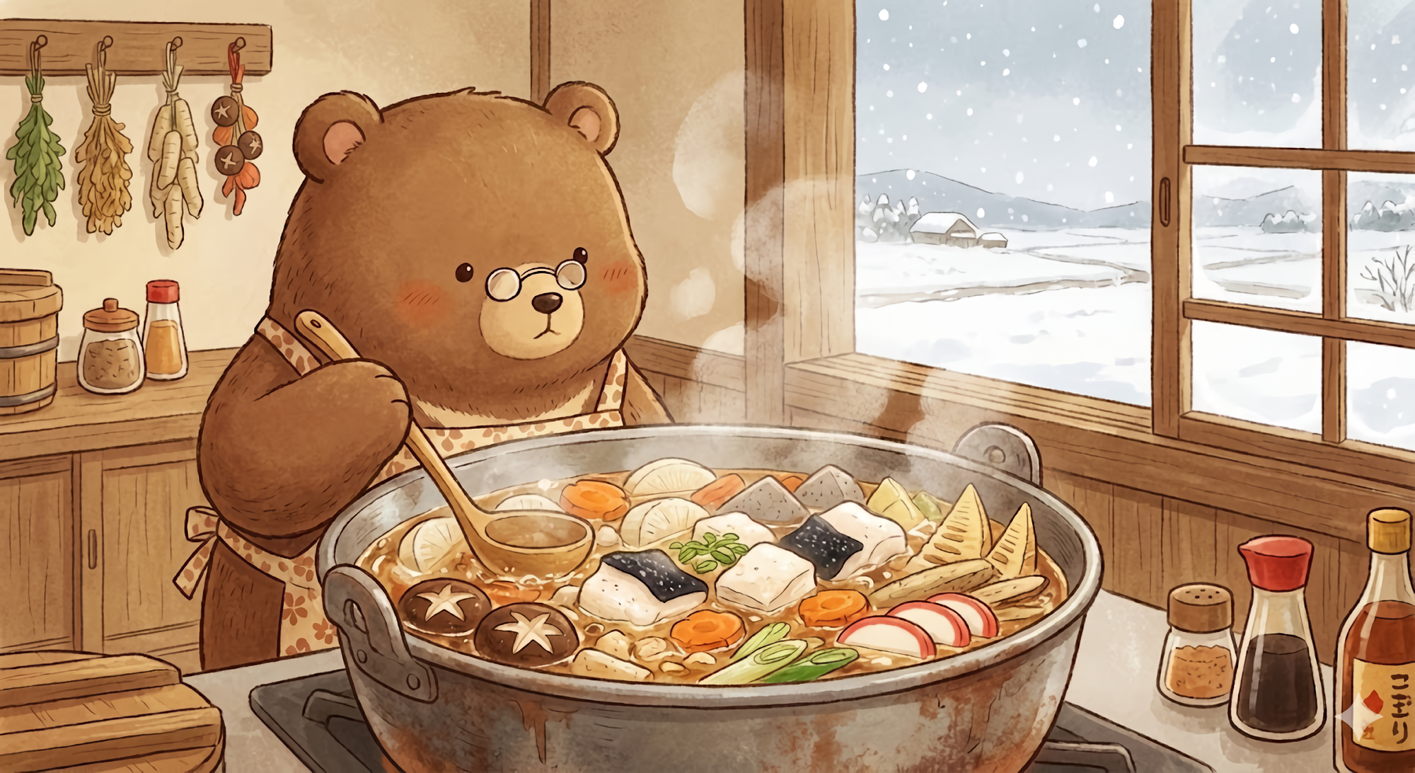 鯨汁をつくるT-Kuma（実際とは異なる、あくまでイメージイラストです）