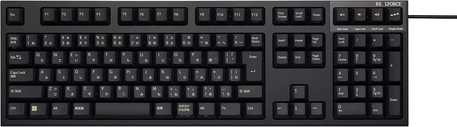 東プレ REALFORCE R3S キーボード 静電容量無接点方式 有線 静音 荷重45g Windows配列 テンキーレス ブラック R3SA11｜信頼の日本製スタンダード