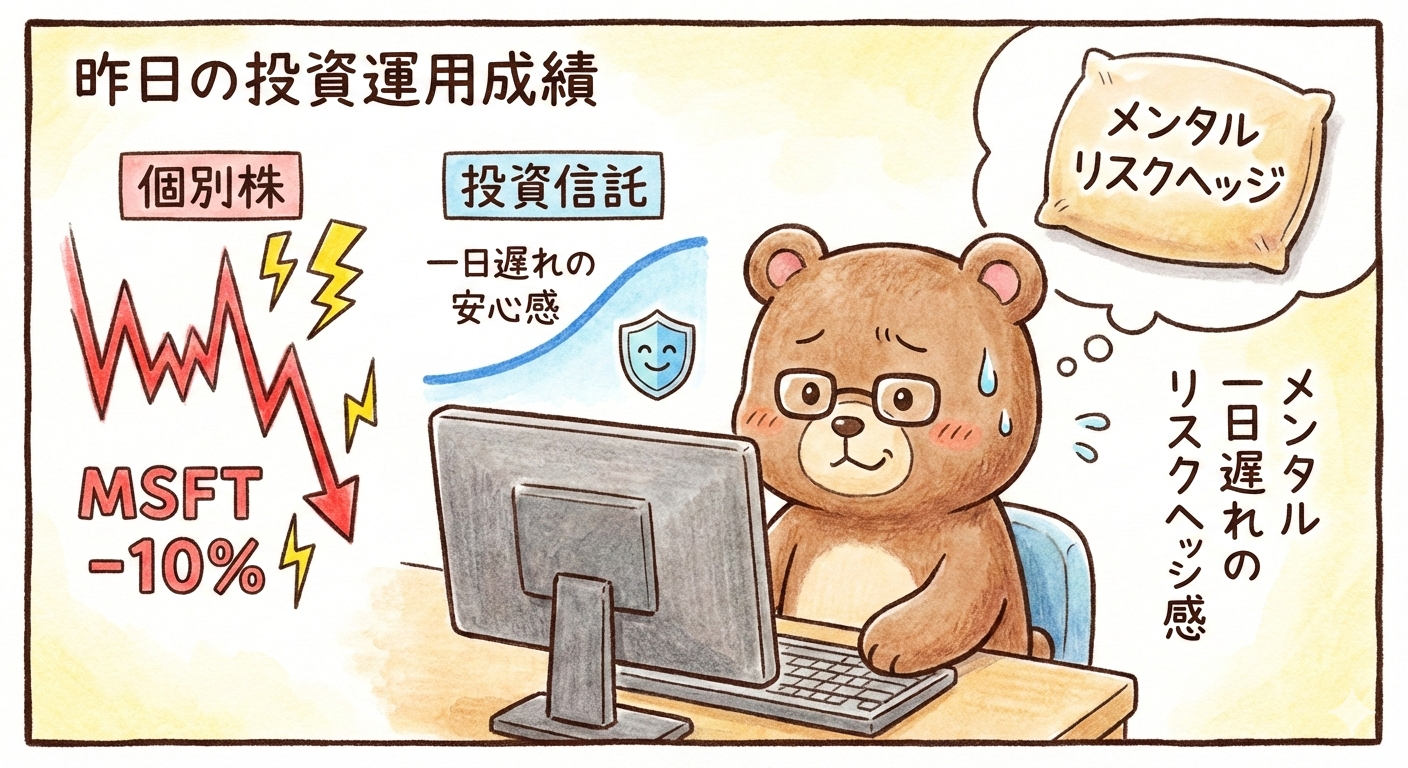 昨日の投資運用成績（投資信託というメンタルリスクヘッジ）