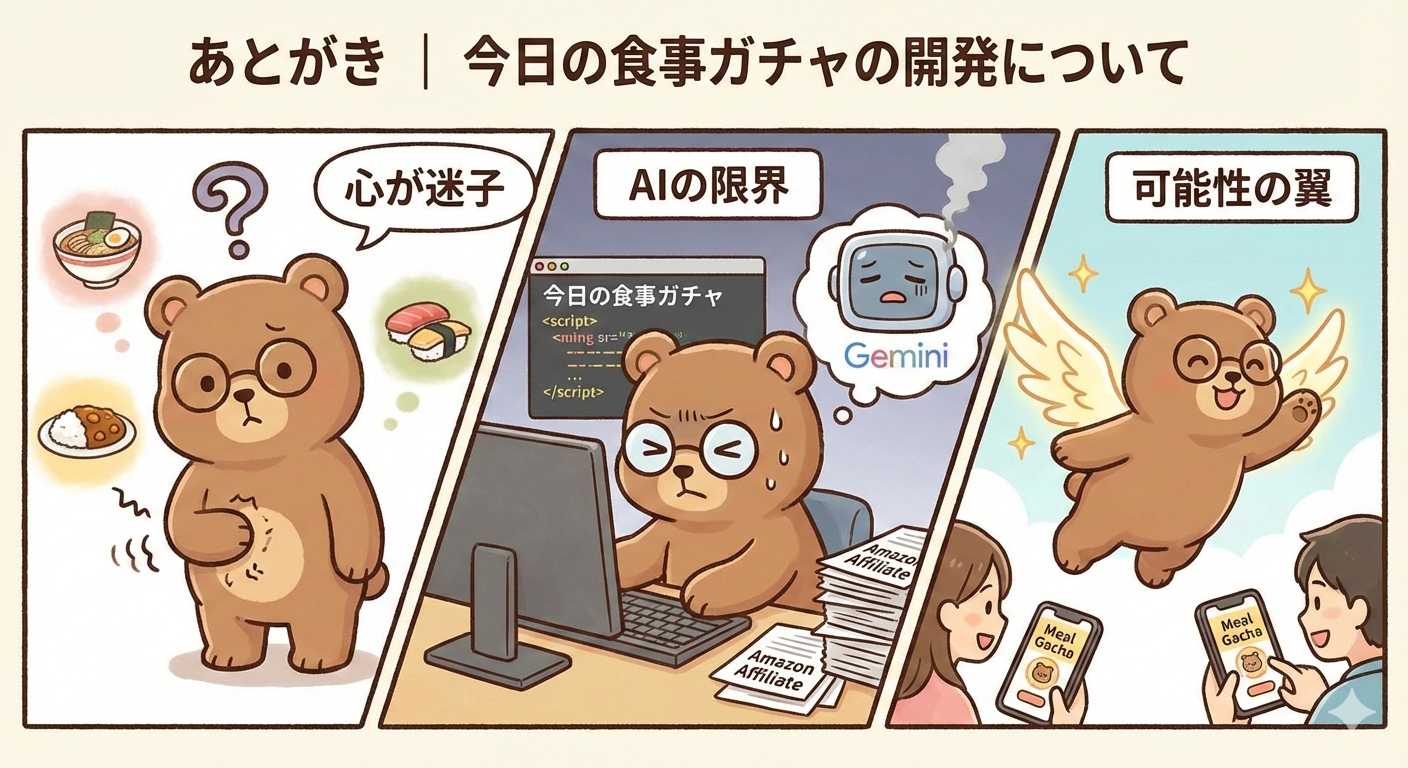 あとがき｜決定疲労から生まれた「今日の食事ガチャ」の開発記録