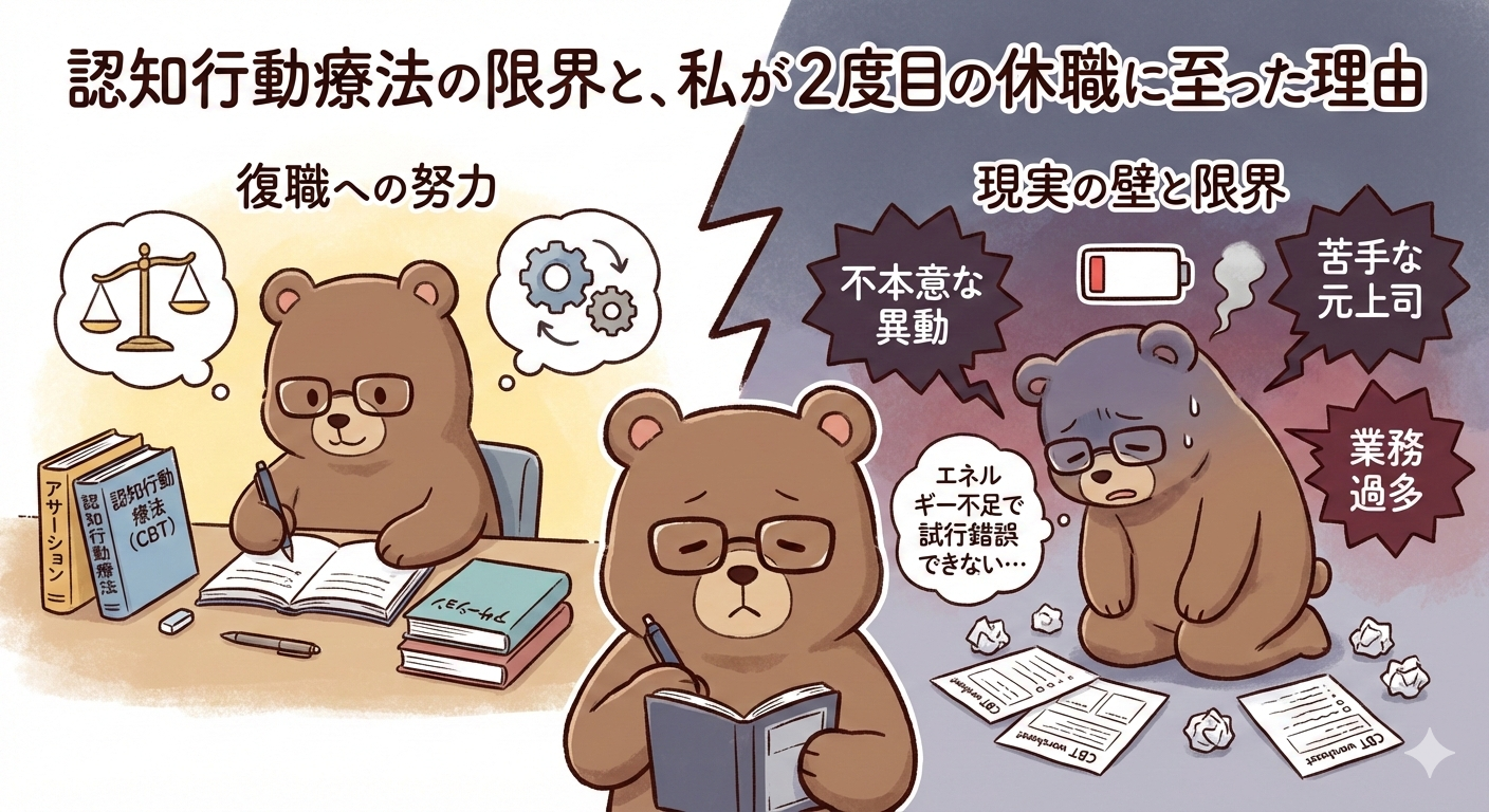 うつ病で復職したが再休職した理由｜認知行動療法が機能しなくなった実体験