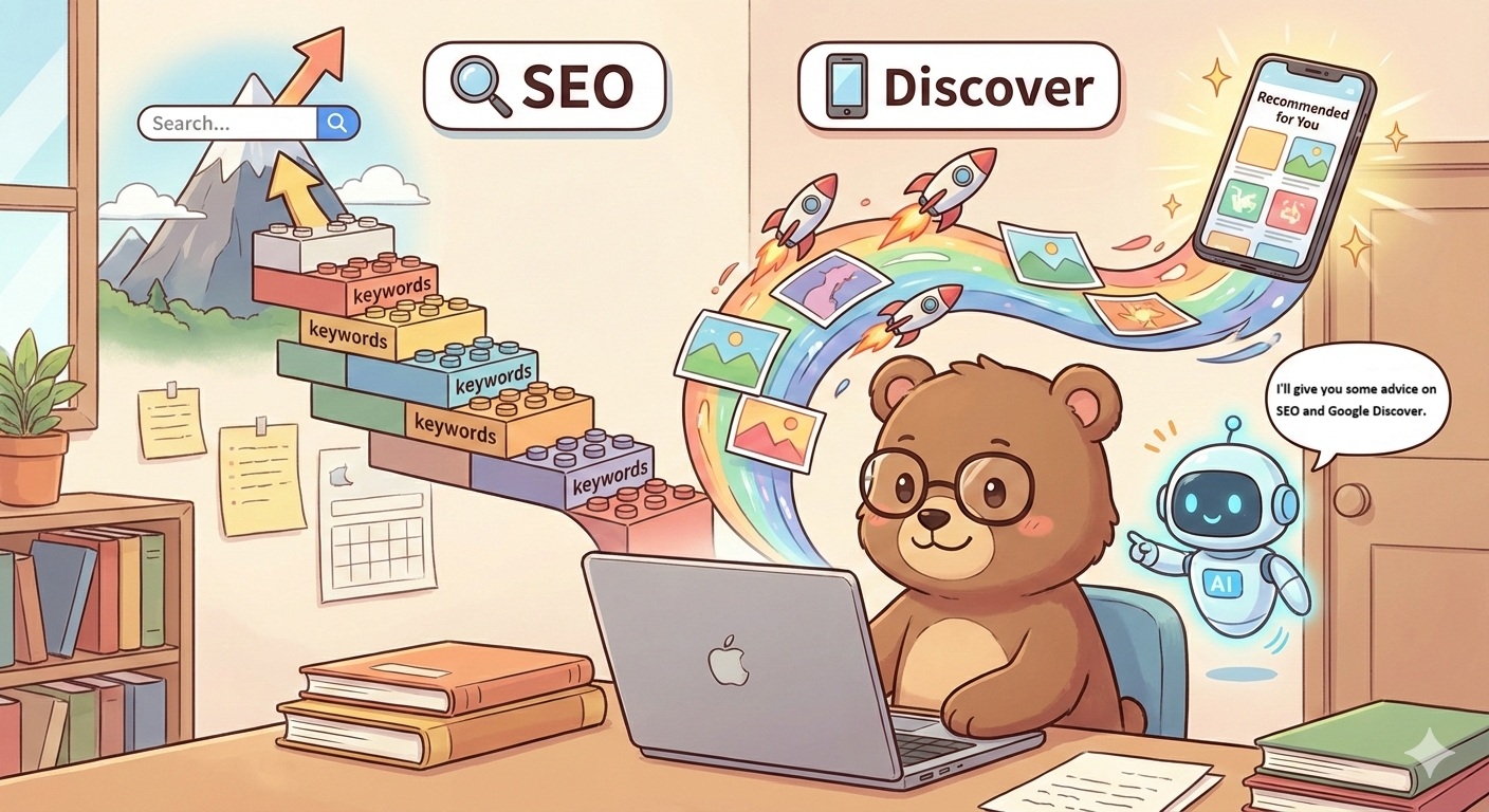 ブログ初心者向けアクセスアップ術|SEOとGoogle Discoverの違いと対策【2026年最新】