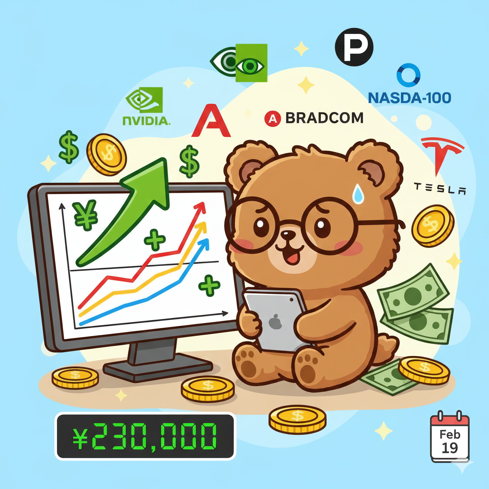 円安株高で資産+23万円｜NVDA中心の投資運用成績（2026年2月19日朝）