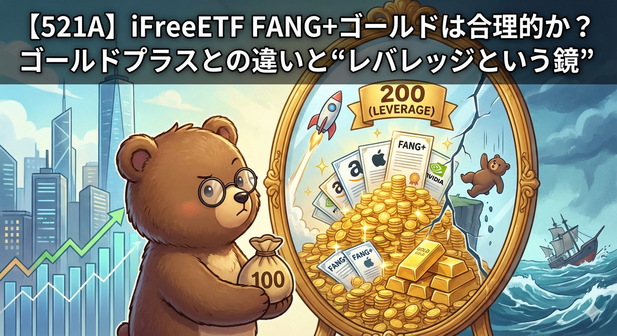 521A iFreeETF FANG+ゴールド 2026年3月11日上場｜Tracersゴールドプラスとの違い・リスク評価（新NISA対象外）