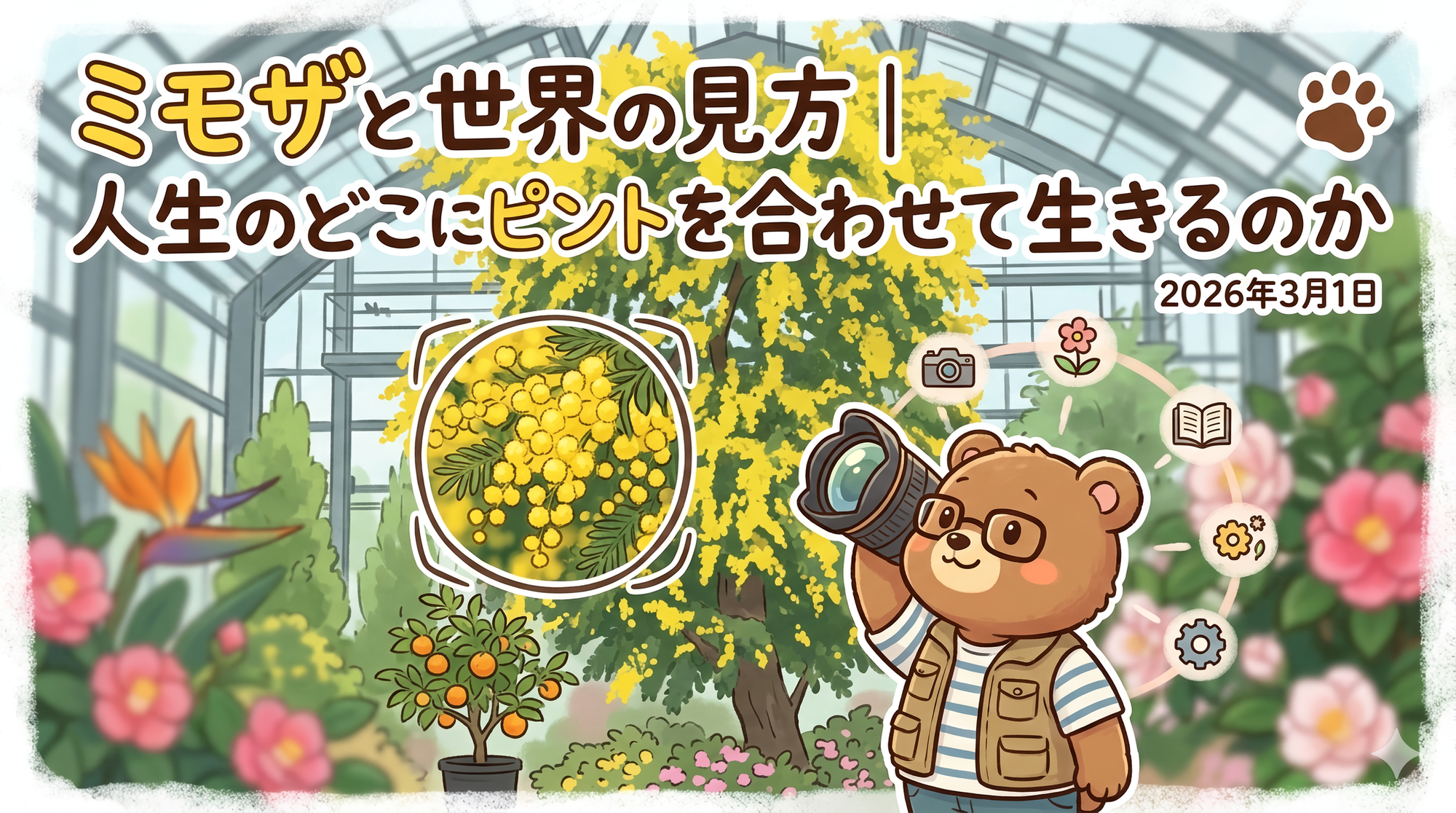 ミモザと世界の見方｜人生のどこにピントを合わせて生きるのか｜アイキャッチ画像