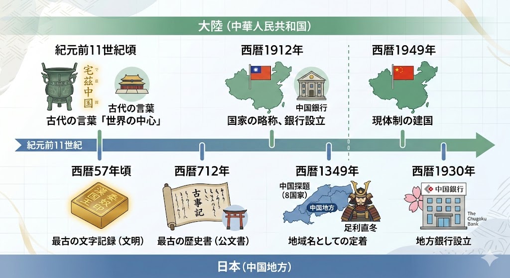日本と大陸それぞれの中国に関する歴史イメージ画像
