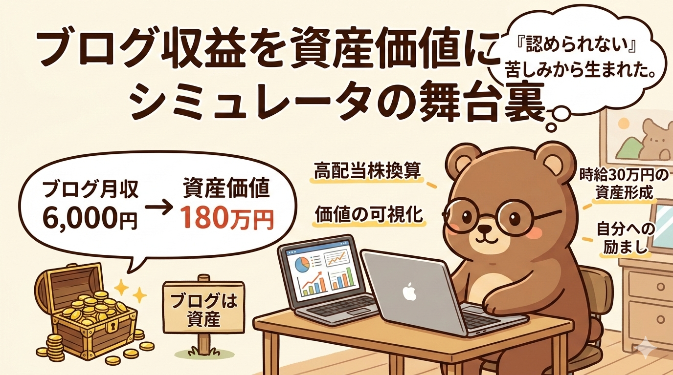 「認められない」苦しみから生まれた。ブログ収益を資産価値に変えるシミュレータの舞台裏（T-Kumaブログイメージ画像）