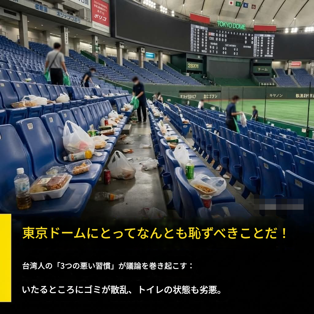 3月10日14時時点で286万PVのフェイク画像（WBCで台湾人が東京ドームにゴミを放置？）翻訳