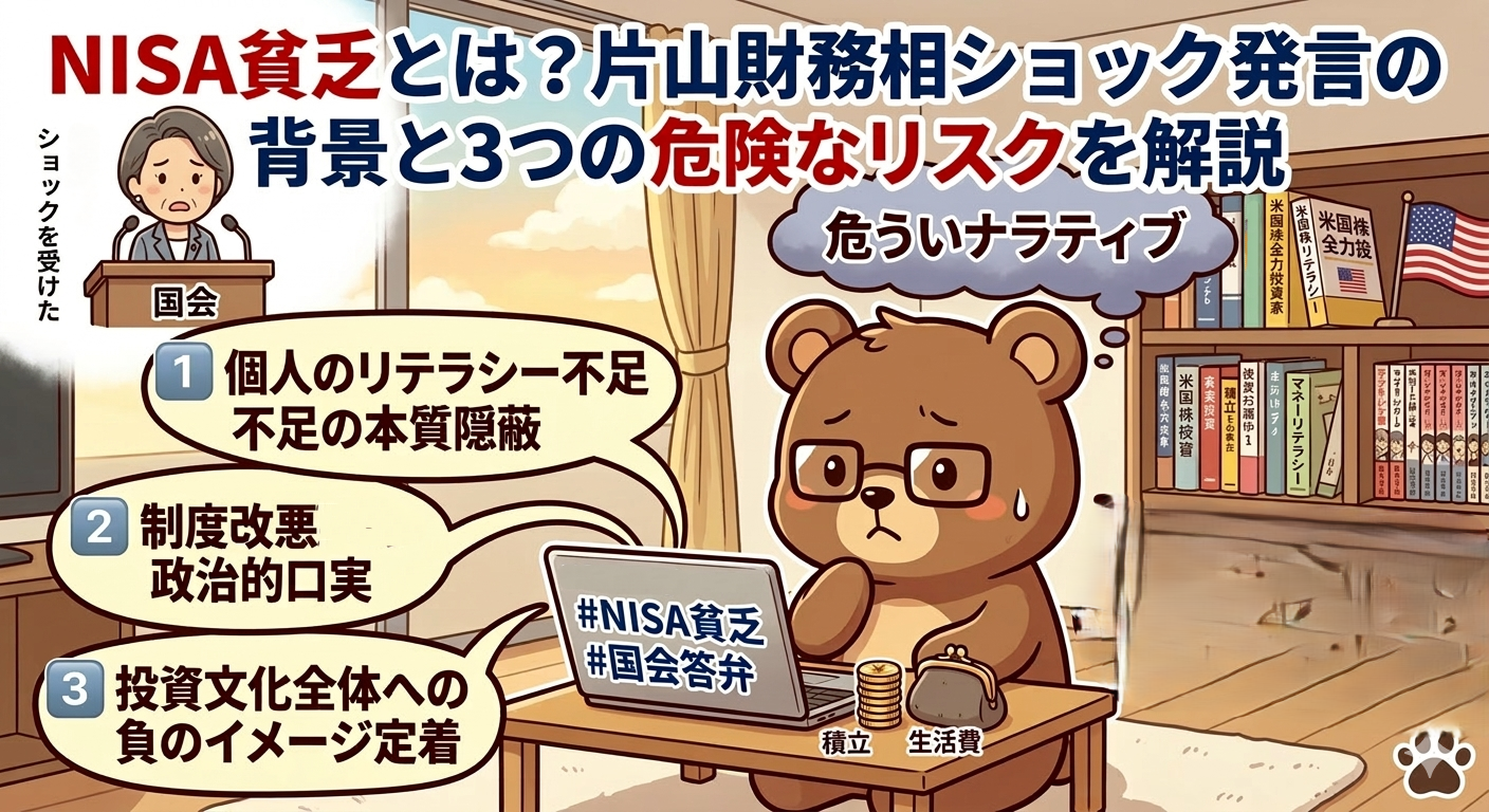 NISA貧乏とは？片山財務相ショック発言の背景と3つの危険なリスクを解説（T-Kumaブログイメージ画像）