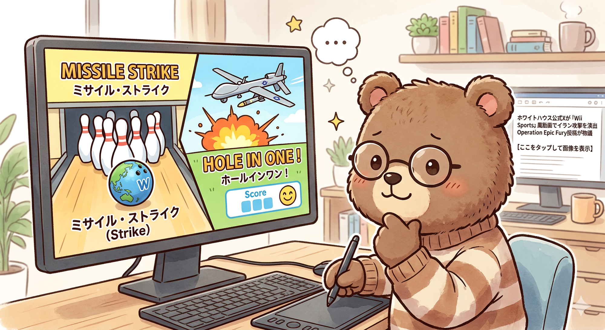 ホワイトハウス公式X  Wii Sports風 動画 イラン攻撃 Operation Epic Fury 批判 任天堂（T-Kumaブログイメージ画像）