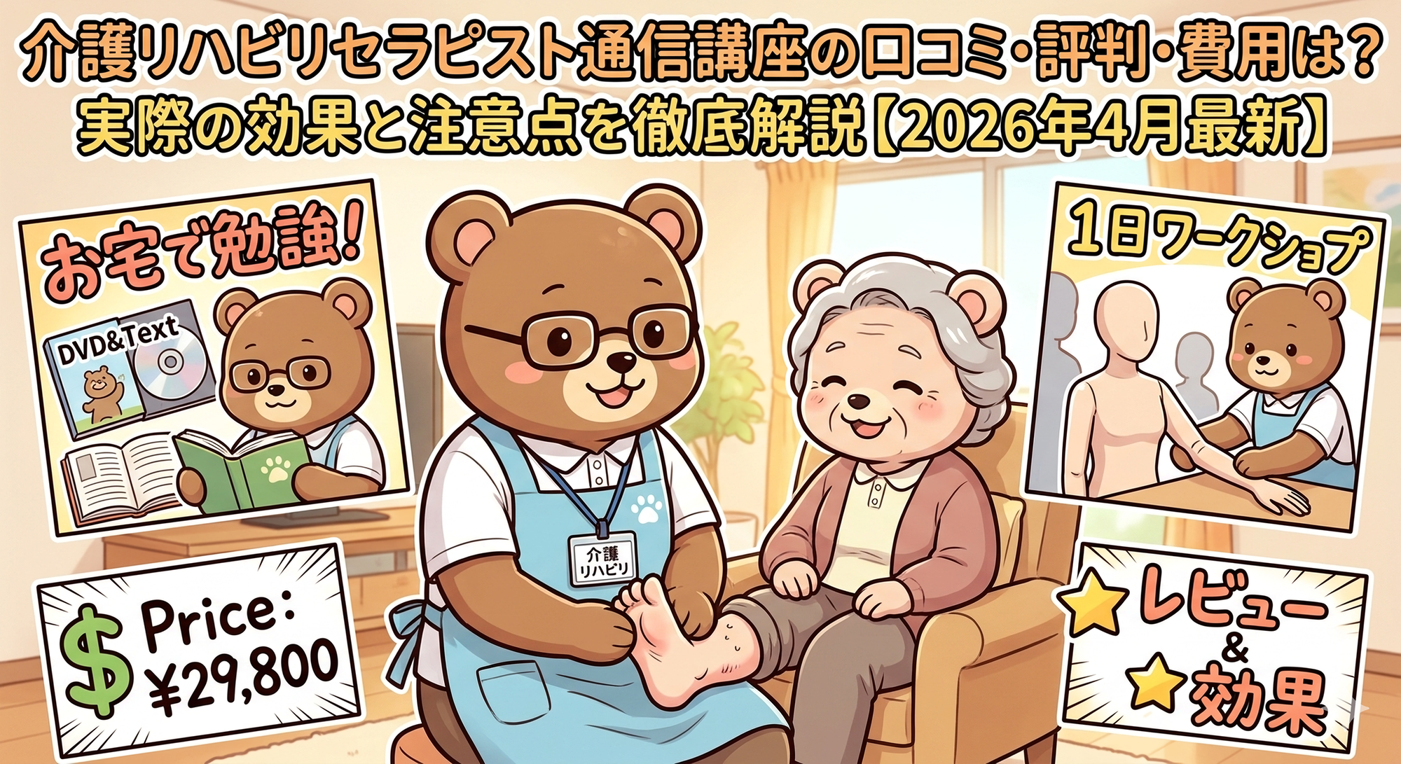 介護リハビリセラピスト通信講座の口コミ・費用・評判【2026最新】T-Kumaブログイメージ画像