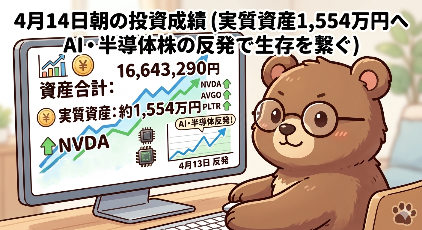 2026年4月14日米国株成績｜資産1,664万円突破、NVDA・AVGOが支える生存戦略