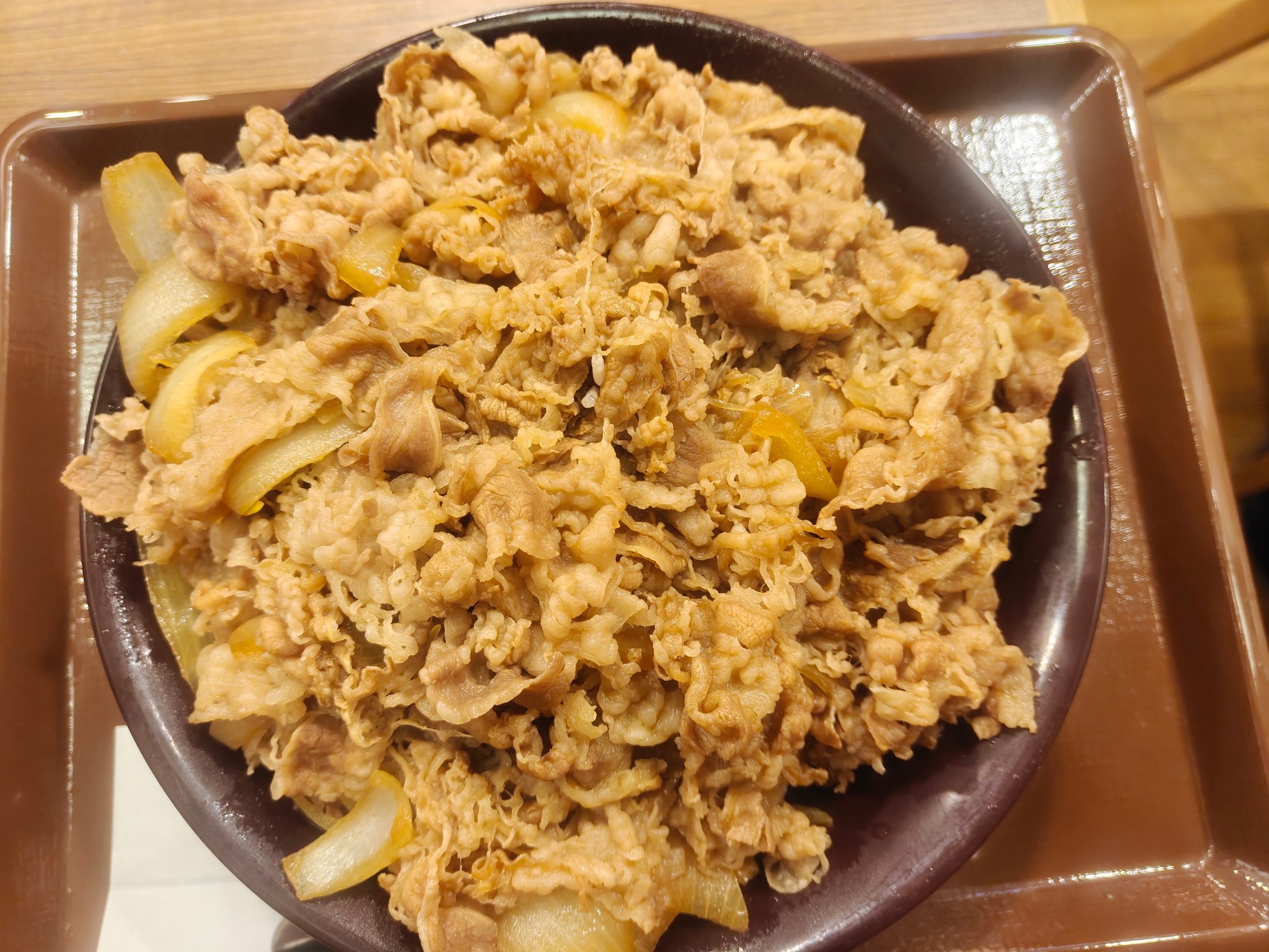 すき家キング牛丼2026年4月トップアングル実物画像 肉6倍1.1kg超