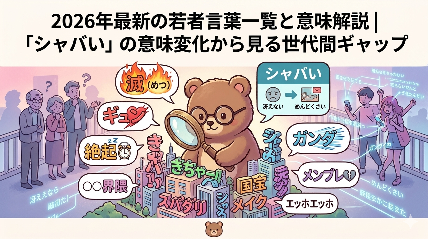 2026年最新の若者言葉一覧と意味解説｜「シャバい」の意味変化から見る世代間ギャップ