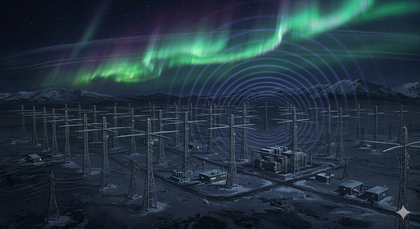 HAARP（高周波活性オーロラ調査プログラム）アラスカにある180本のアンテナ施設イメージ画像
