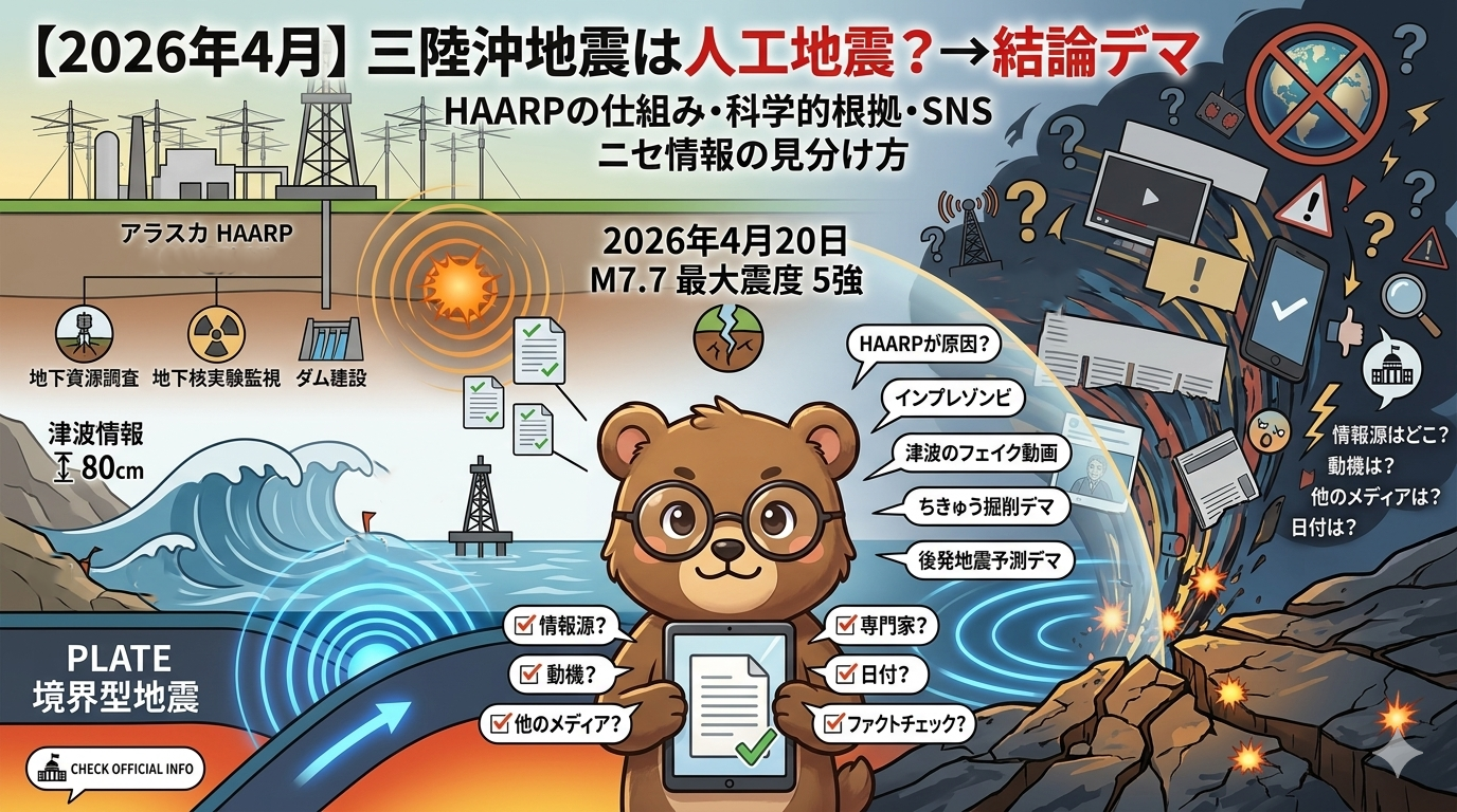 三陸沖地震 人工地震 デマ？HAARPとは何か・科学的根拠とSNS偽情報の見分け方【2026年】