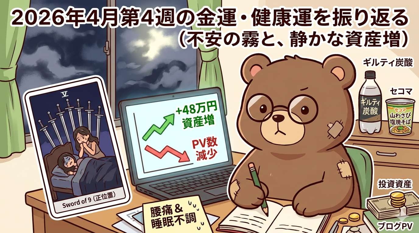 2026年4月第4週の運勢振り返り|ソードの9が示す不安と投資資産48万円増の乖離