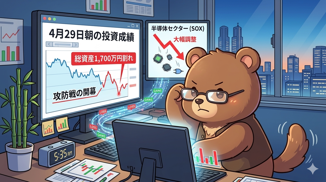 2026年4月29日米国株成績｜資産1700万円割れ。SOX指数大幅安とAI投資への警戒感