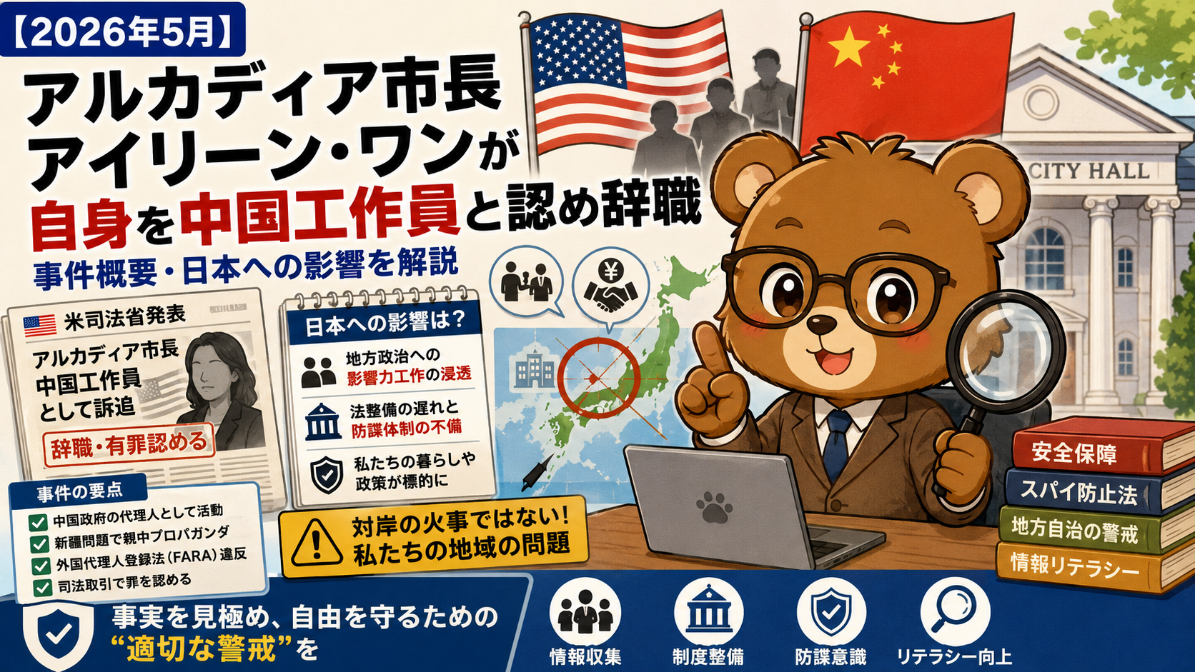アルカディア市長 アイリーン・ワン 中国工作員事件とは？辞職理由と日本への影響【2026年5月】