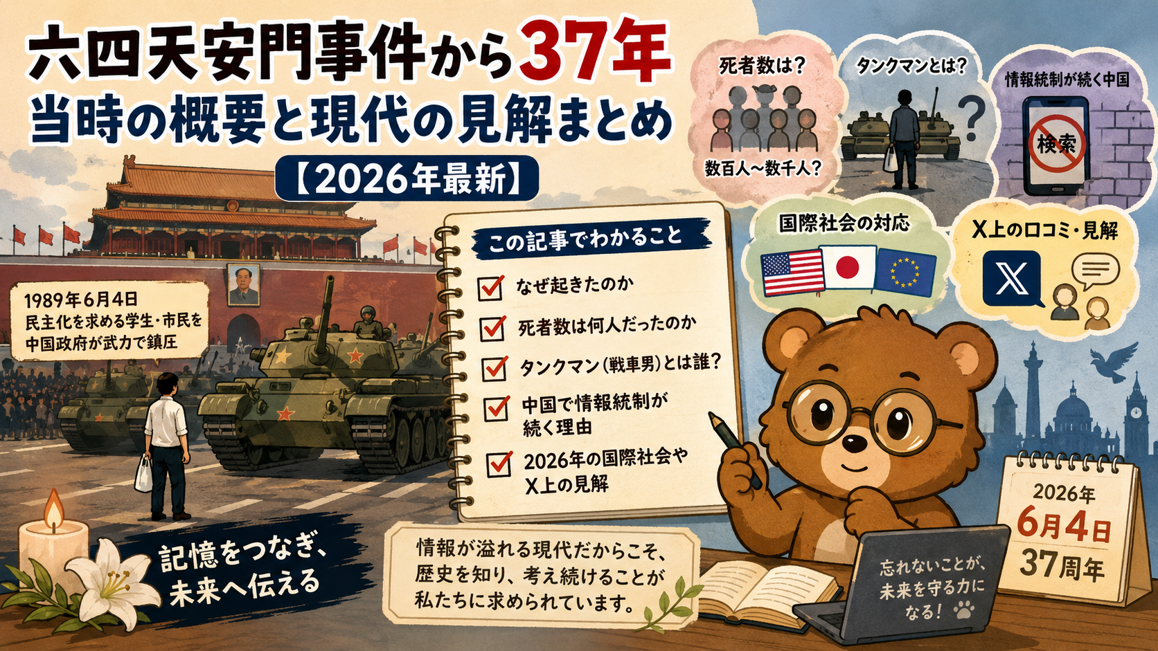 六四天安門事件とは【2026年最新】37年目の概要・死者数・情報統制・X口コミまで徹底解説