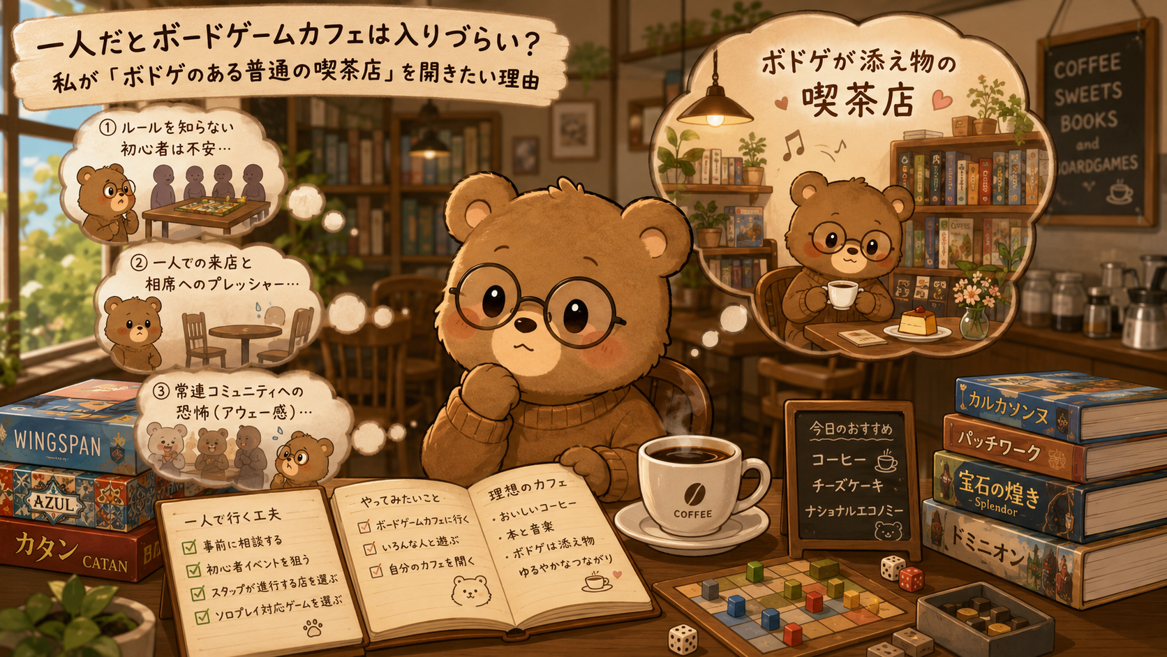 【一人だと】ボードゲームカフェは入りづらい？私が「ボドゲのある普通の喫茶店」を開きたい理由
