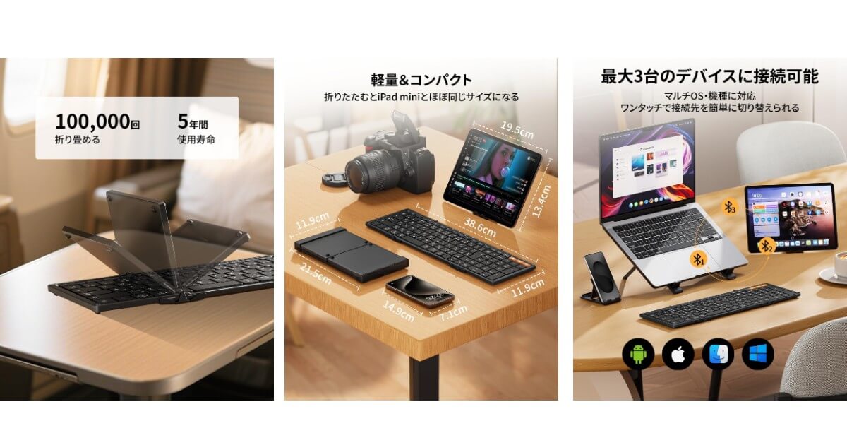ProtoArc XK01 折りたたみ式フルキーボードの機能説明2