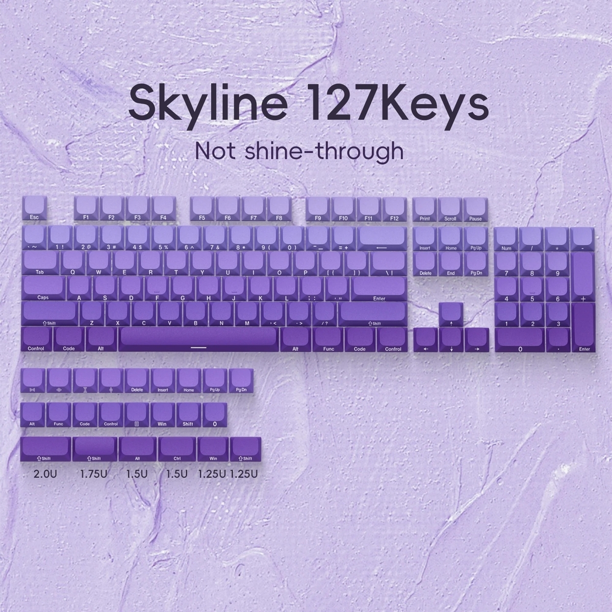 XVX Slope Low Profile Side-Printed Keycaps Set Purple Abyss