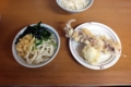 竹清のうどんと半熟卵天、ちくわ天、ゲソ天