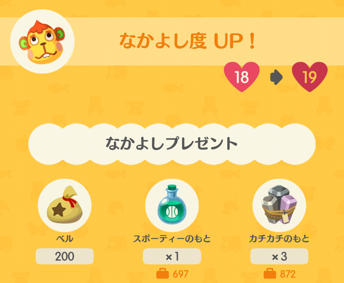 さすけの仲良し度アップ