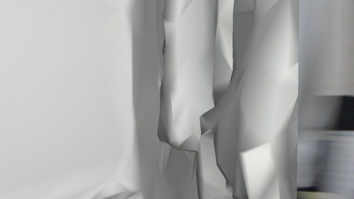 HolographicSpatialMappingアプリで実世界を白いモデルで表示した例