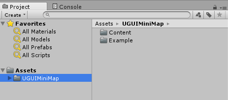 uGUI minimapのアセットをインポートしたときのProject View構成