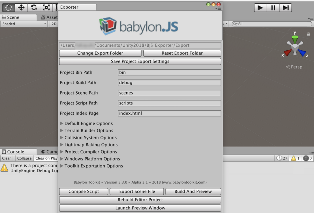 Babylon.js向けデータをUnityから出力する CrossRoad