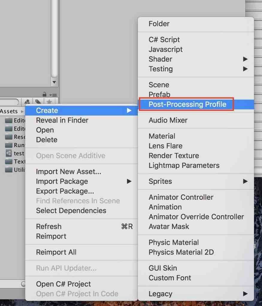 f:id:Takyu:20180709065640j:plain Post-Processing ProfileをProject Viewに追加する手順