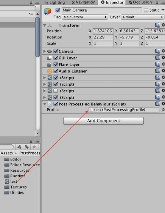 f:id:Takyu:20180709070126j:plain Post-Processing Profileのドラッグ場所