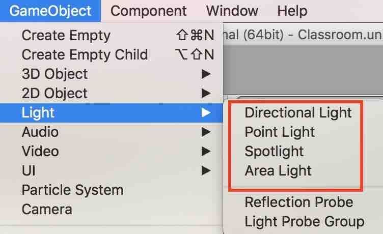 f:id:Takyu:20180709070208j:plain Unity5.6に備わっている4つのライト