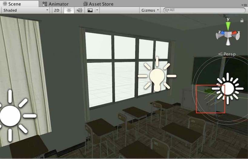 f:id:Takyu:20180709070517j:plain UnityのDirectional LightのRotationを調整した結果