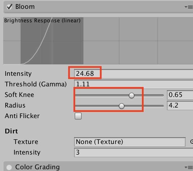 f:id:Takyu:20180709071051j:plain Inspector ViewでのBloom設定画面