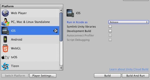 Unity Build SettingsのiOS選択