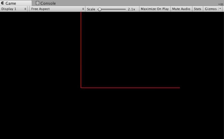 Line Rendererで線の色を赤色に変更した例