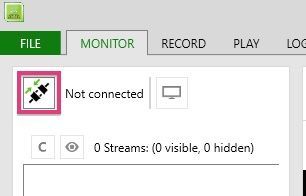 Kinect StudioでKinectを接続を開始するボタン