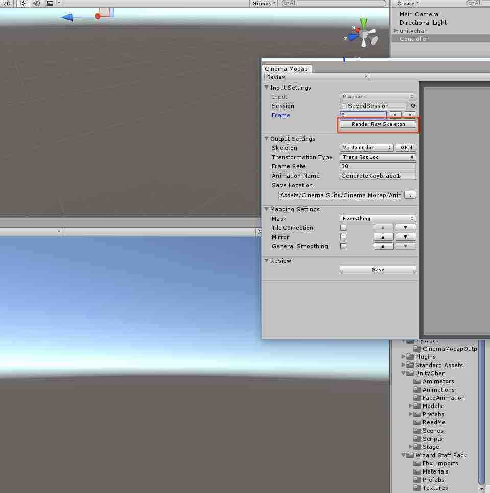 Render Raw Skeletonのボタン箇所