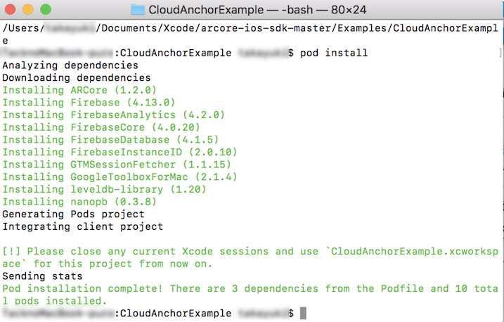 f:id:Takyu:20180712225042j:plain pod install実行時にXCodeを開いているときのメッセージ