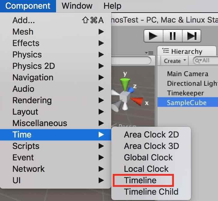 f:id:Takyu:20180713065755j:plain UnityアセットChronosのComponent/Timeline選択画面