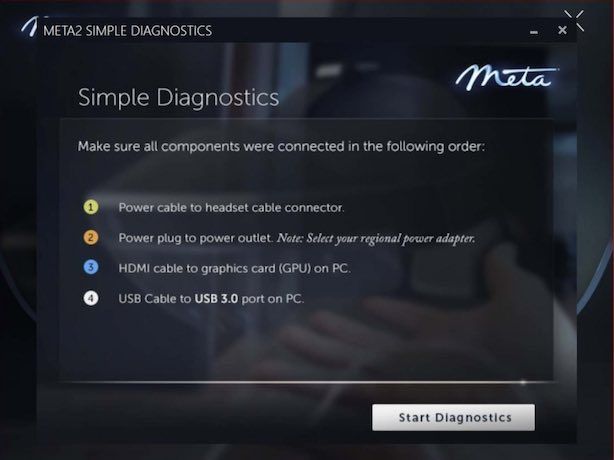 Meta2のDiagnostics画面