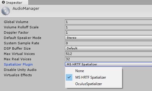 f:id:Takyu:20180714215100j:plain Unityで3D音源を使うときの設定画面