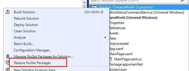 f:id:Takyu:20180714233407j:plain Restore Nuget Packagesの表示方法