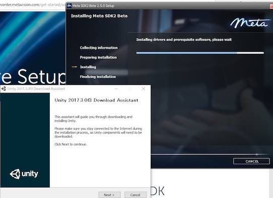 Meta2 SDK2.5のインストールからUnityインストーラを立ち上げる例