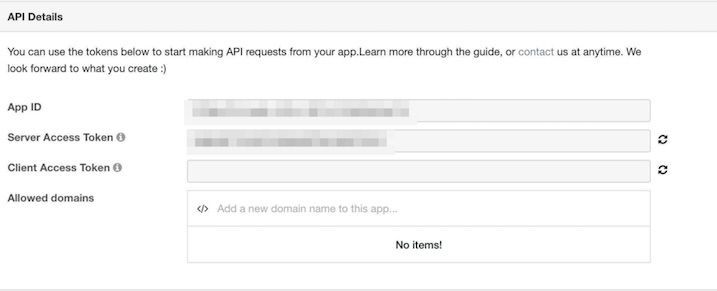 f:id:Takyu:20181028132436j:plain Wit.aiのServer Access Token表示画面